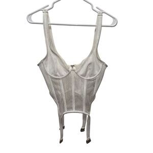 White Fox Women's Bustier Corset Top S Sweetheart Neck Sleeveless White